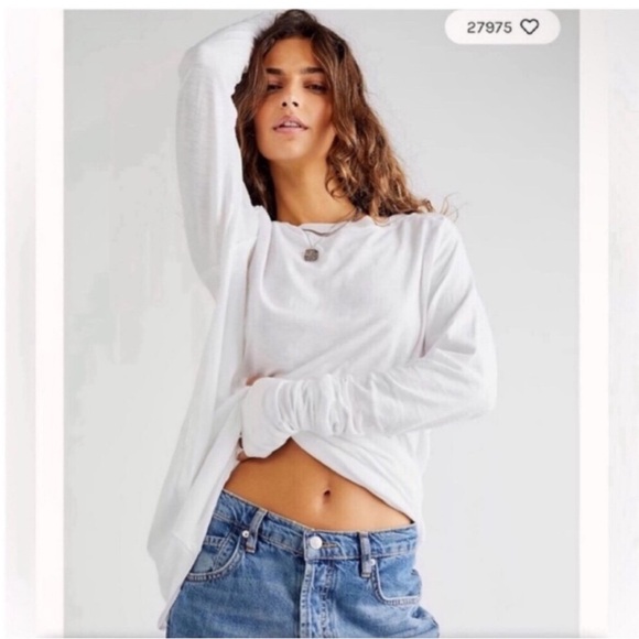 Free People Arden Long Sleeve Tee In Optic White. NWOT! Sz M - Picture 3 of 7